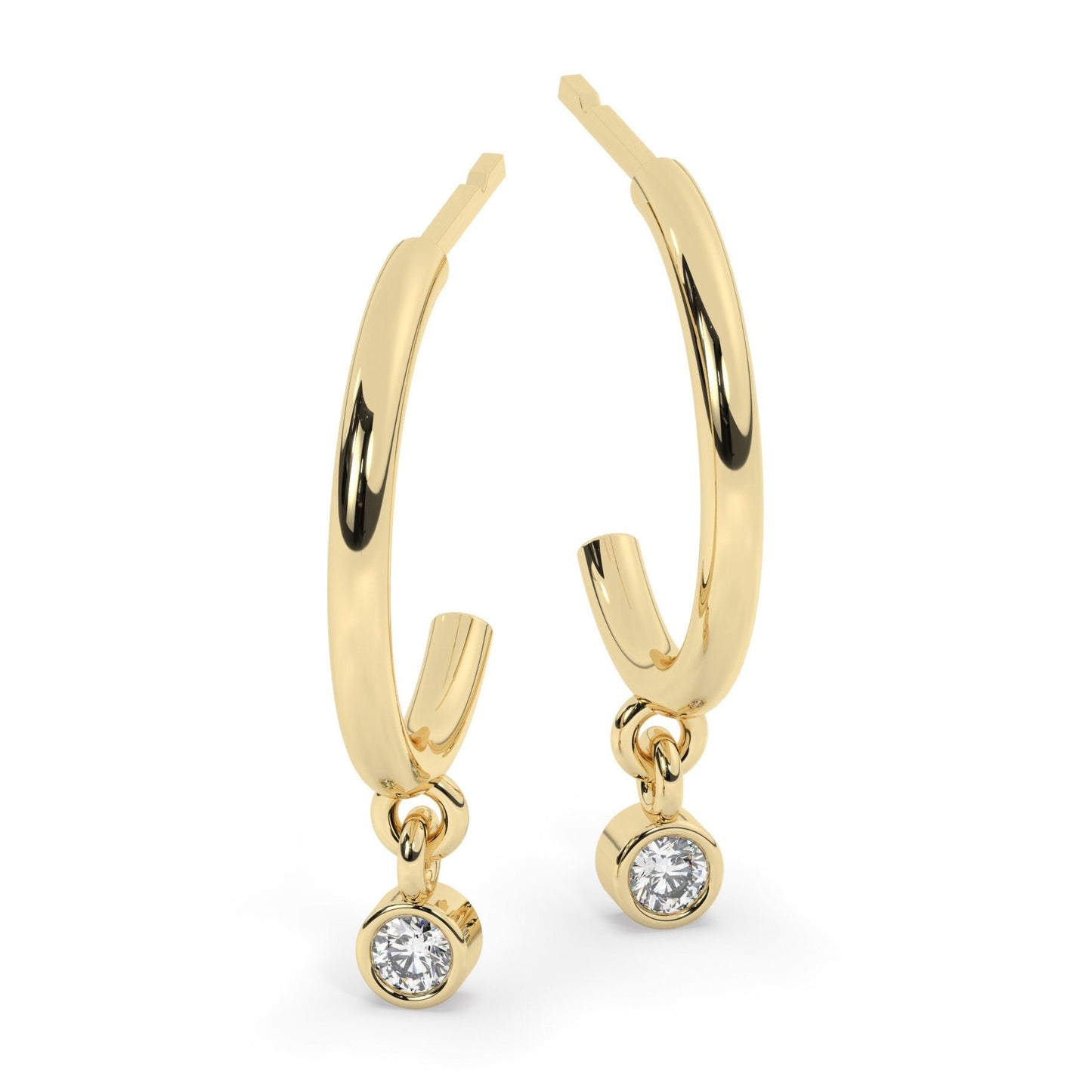 Diamond Hoop Earrings / 14k Dangling Diamond Hoop Earrings / Anniversary Gift / Birthday Gift / Graduation Gift / Bridal Gift / Wedding Gift