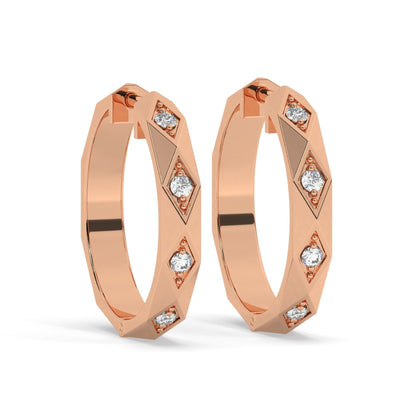 Diamond Huggie Earrings / 14k Gold Hoop Earrings / Anniversary Birthday Graduation Bridal Wedding Gift / Mothers day gift idea for her