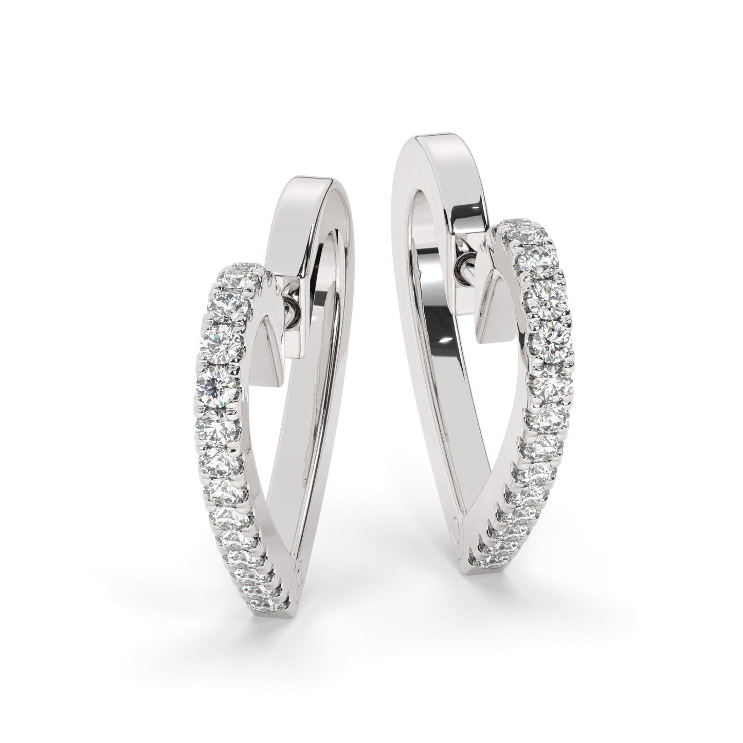 14k Gold heart shape Hoop Earrings / Diamond Huggie Earrings/ Anniversary Birthday Bridal Wedding Gift for her / Romantic Gift
