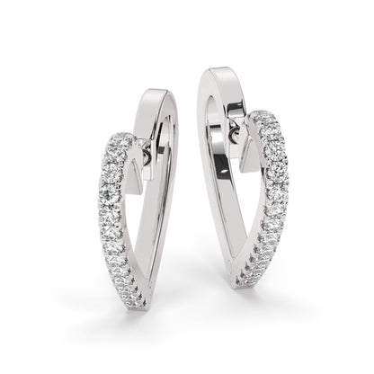 14k Gold heart shape Hoop Earrings / Diamond Huggie Earrings/ Anniversary Birthday Bridal Wedding Gift for her / Romantic Gift