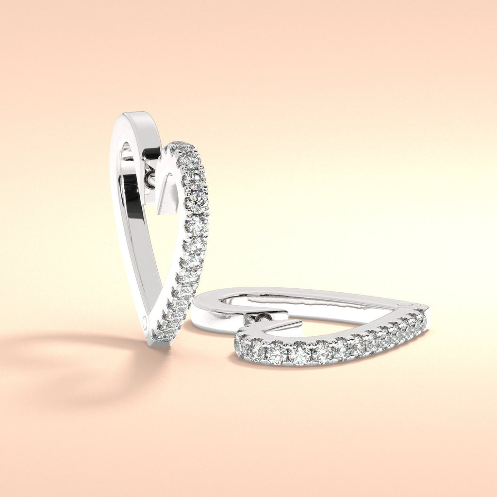 14k Gold heart shape Hoop Earrings / Diamond Huggie Earrings/ Anniversary Birthday Bridal Wedding Gift for her / Romantic Gift