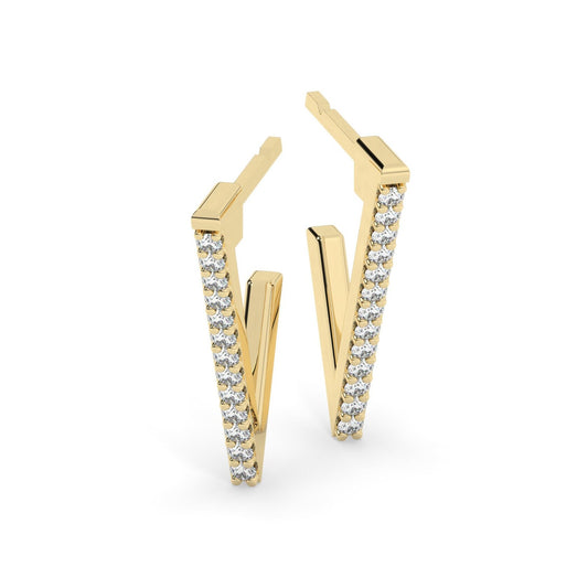 Diamond Triangle Hoop Earrings / 14k Gold Diamond Triangle Hoop Earrings / Diamond Earrings / Anniversary Gift / Diamond Gift Ideas