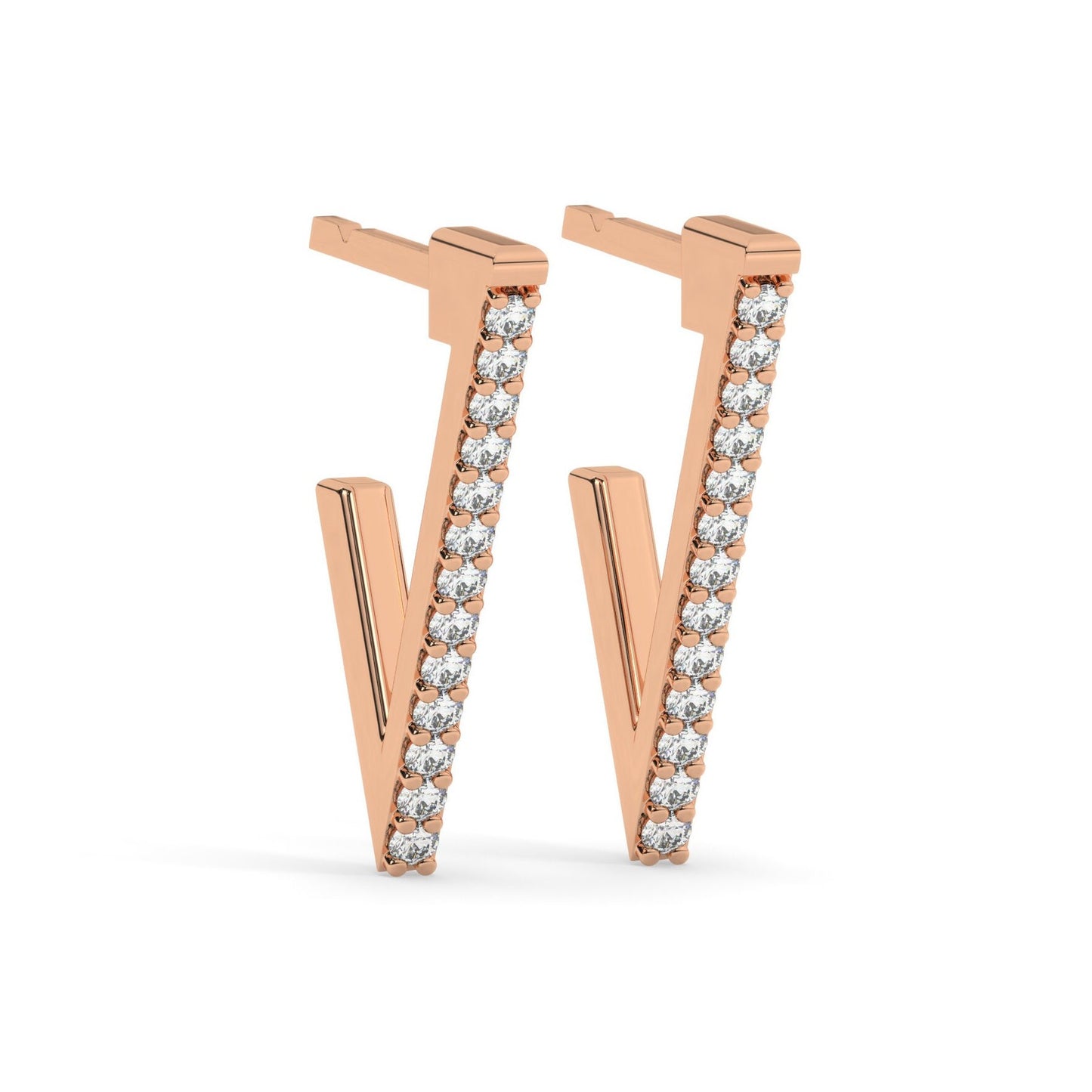 Diamond Triangle Hoop Earrings / 14k Gold Diamond Triangle Hoop Earrings / Diamond Earrings / Anniversary Gift / Diamond Gift Ideas