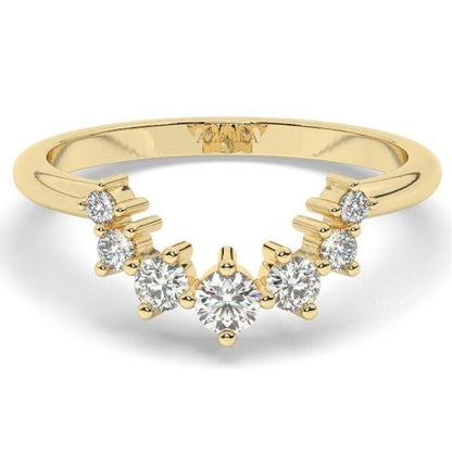 Curved Diamond Wedding Band / 14k Gold Round Diamond Stacking Ring / Engagement Rings / Gift for Her / Nesting Ring / Matching ring set