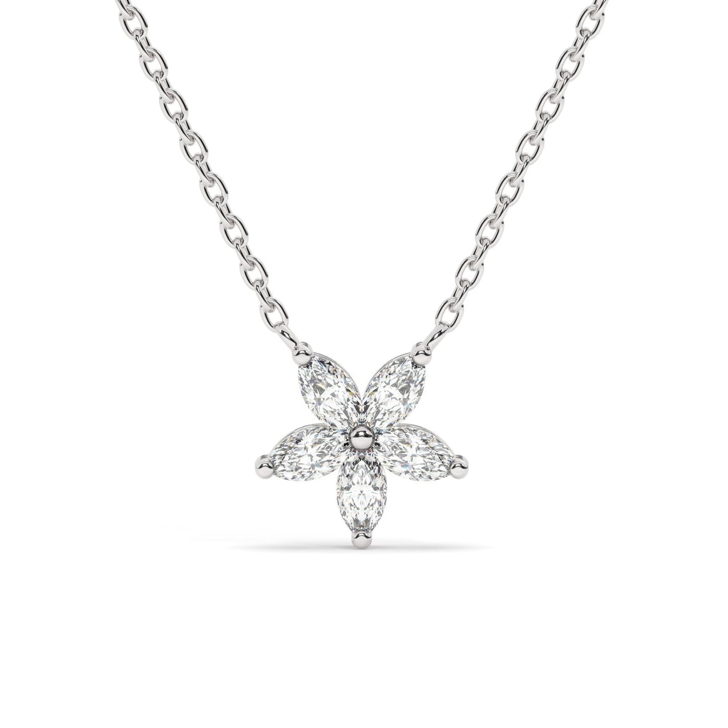 14k Gold Flower Diamond Necklace | Flower Petal Necklace | Marquise Diamond Necklace | Flower Pendant | Gift for Women | Bridesmaid Gift