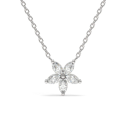 14k Gold Flower Diamond Necklace | Flower Petal Necklace | Marquise Diamond Necklace | Flower Pendant | Gift for Women | Bridesmaid Gift