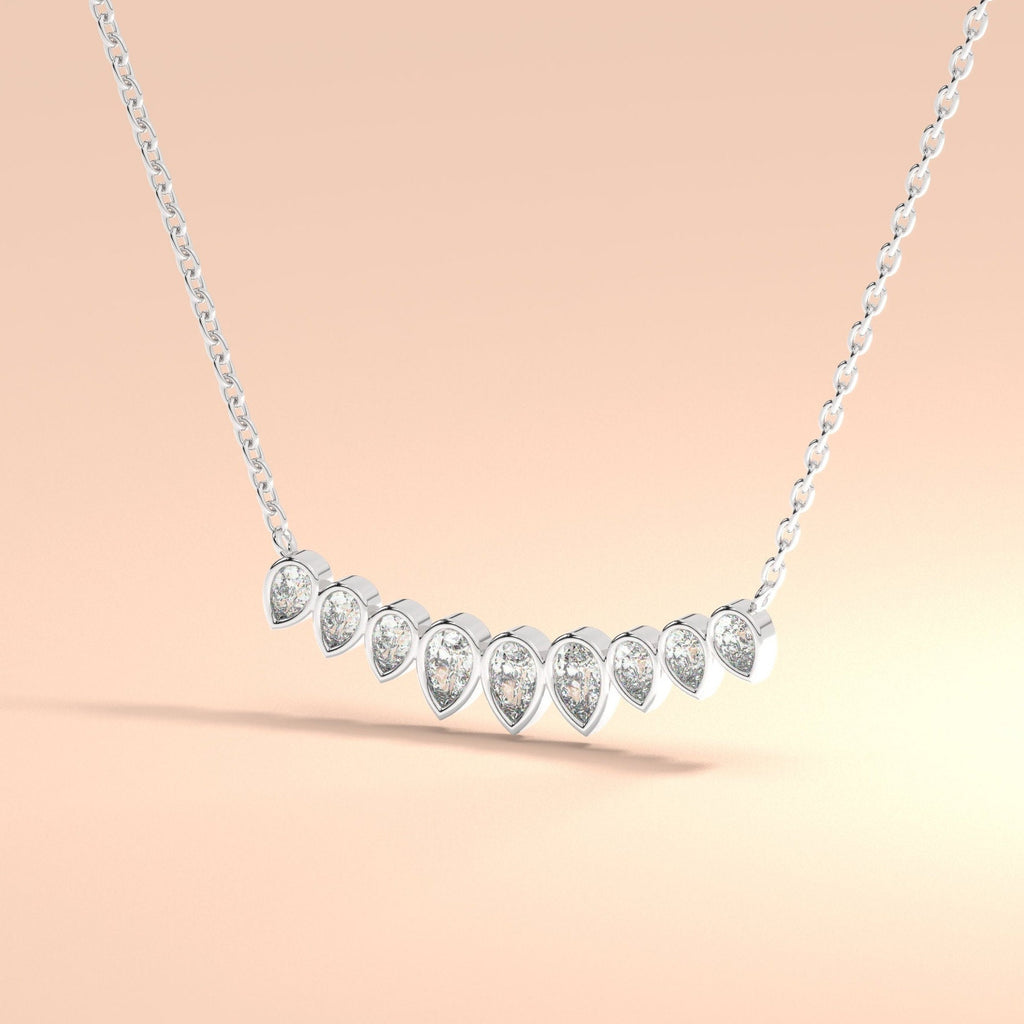 Curved Diamond Necklace / 14k Curved Pear Shape Diamond Necklace / Minimalist Drop Diamond Necklace / Pear Diamond Necklace