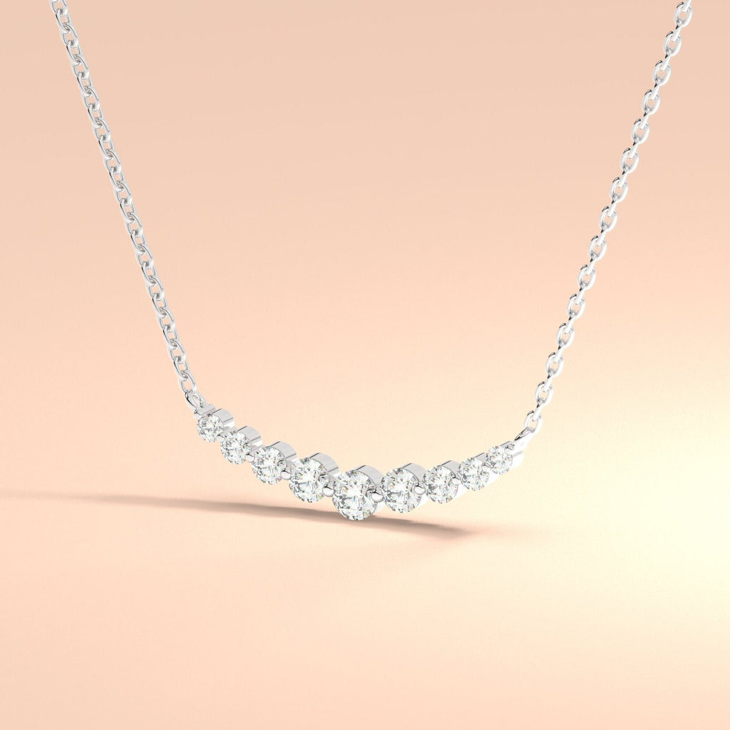 Floating Diamond Necklace, 14k Curved Bar Necklace, Minimalist Diamond Necklace / Gift for her / Dainty Diamond Necklace