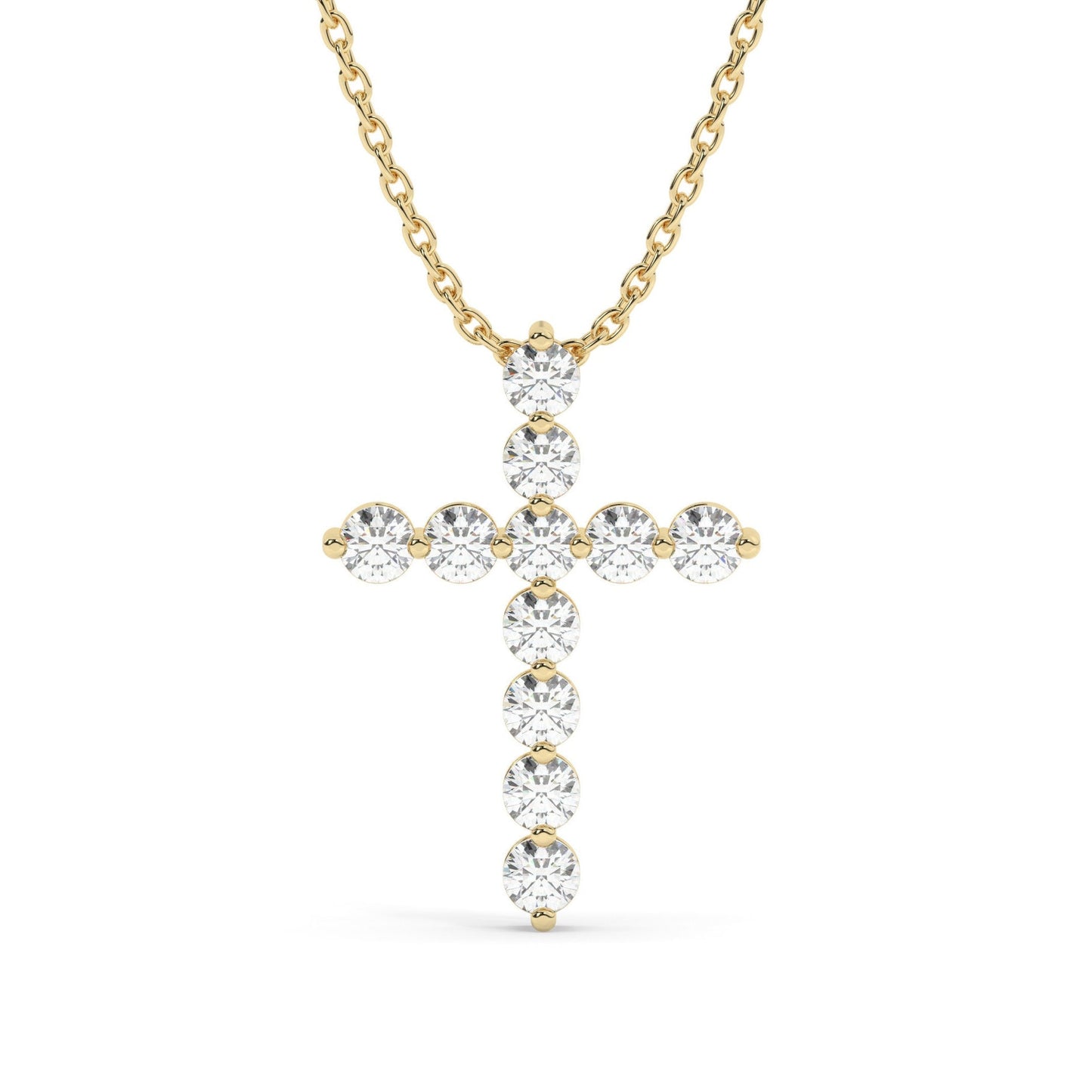 14k Gold Diamond Cross Necklace / 1 CT Floating Diamond Cross Necklace / Moissanite Lab Diamond / Fine jewelry / Unisex gift