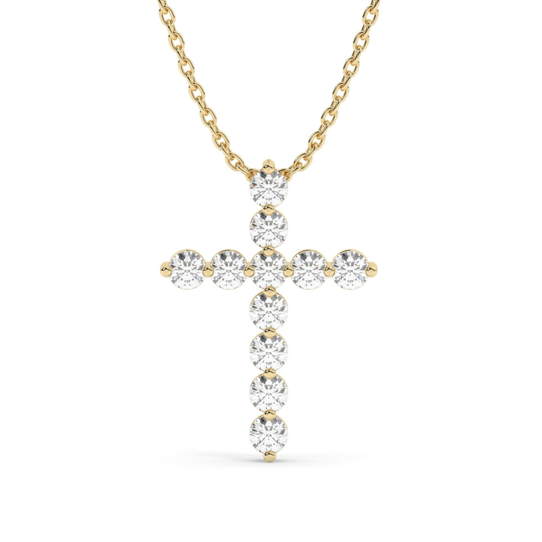14k Gold Diamond Cross Necklace / 1 CT Floating Diamond Cross Necklace / Moissanite Lab Diamond / Fine jewelry / Unisex gift