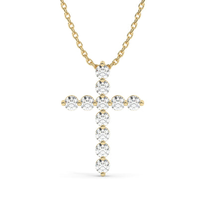 14k Gold Diamond Cross Necklace / 1 CT Floating Diamond Cross Necklace / Moissanite Lab Diamond / Fine jewelry / Unisex gift