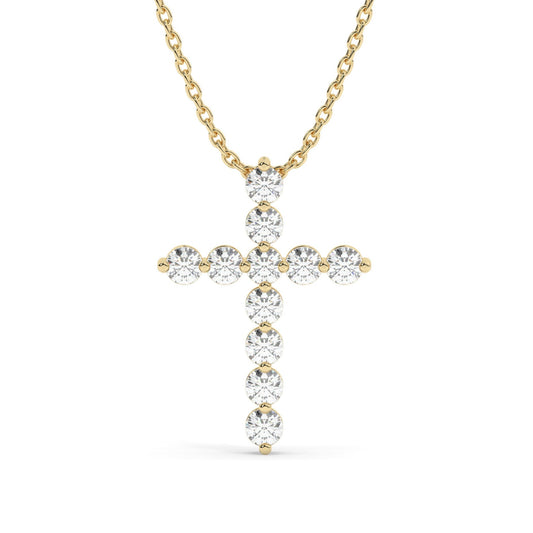 14k Gold Diamond Cross Necklace / 1 CT Floating Diamond Cross Necklace / Moissanite Lab Diamond / Fine jewelry / Unisex gift