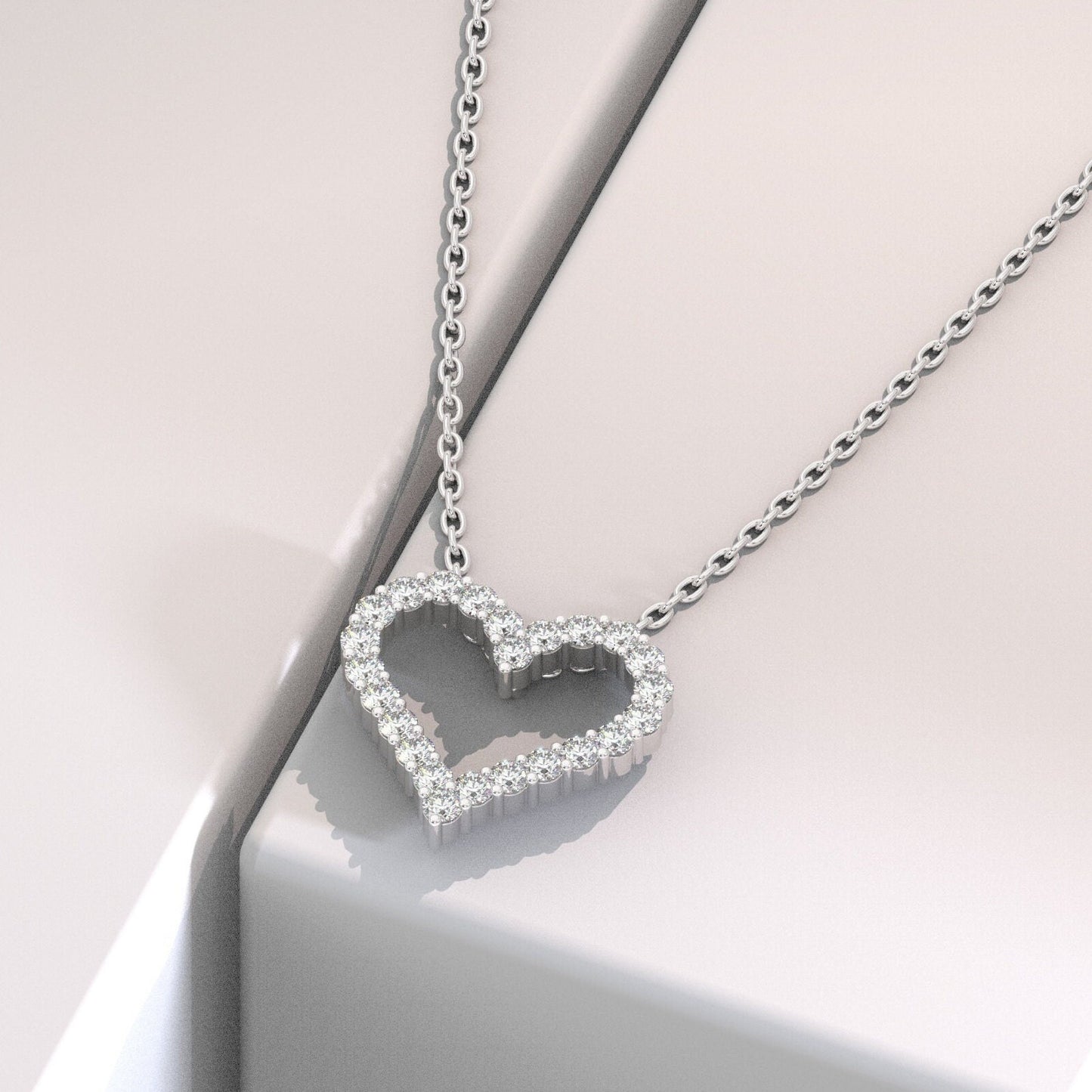 0.50 ct Diamond Heart Necklace / 14k Gold Diamond Love Necklace / Layer Necklace / Birthday Graduation Anniversary Bridal Gift / Moissanite