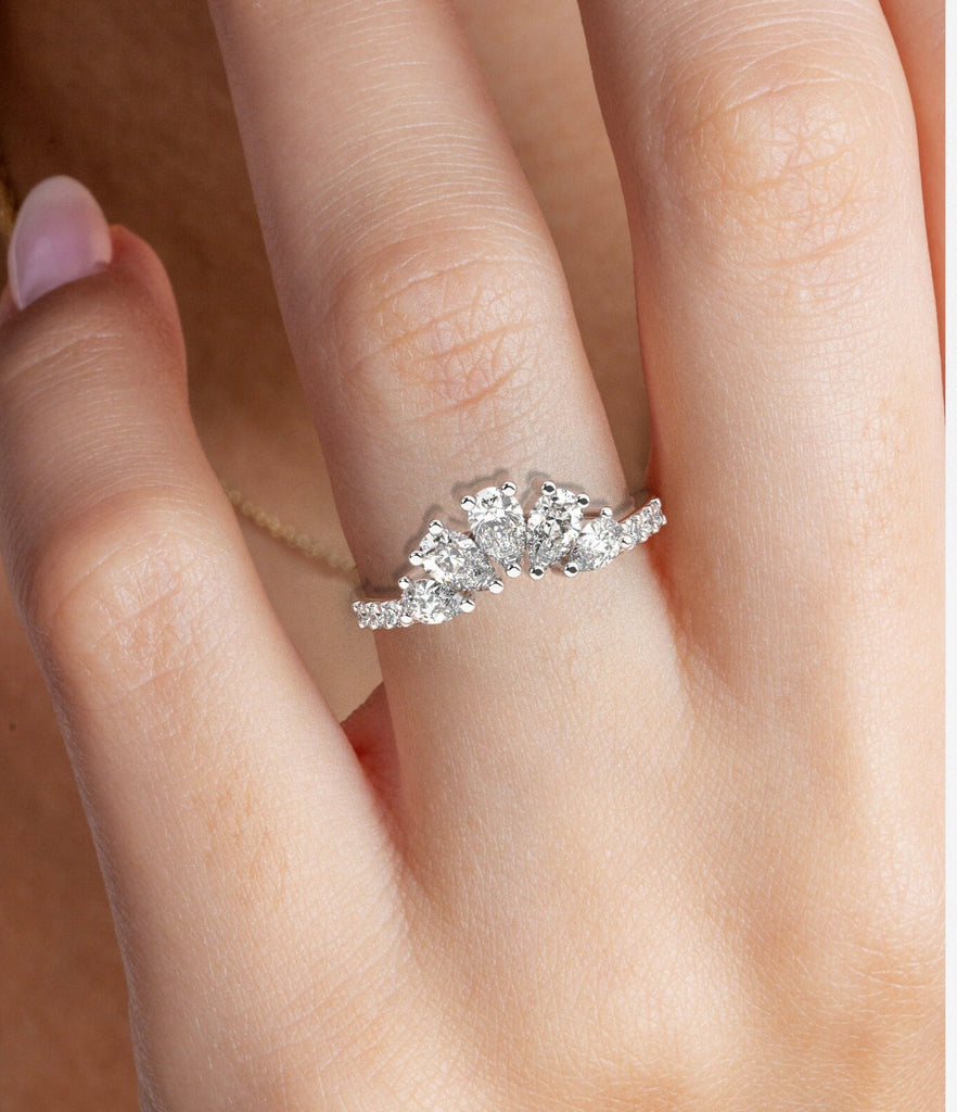 Pear Diamond Wedding Ring / 14k Gold Pear Diamond Engagement Ring / Wedding Band / Stacking Ring / Anniversary Ring / Engagement Ring