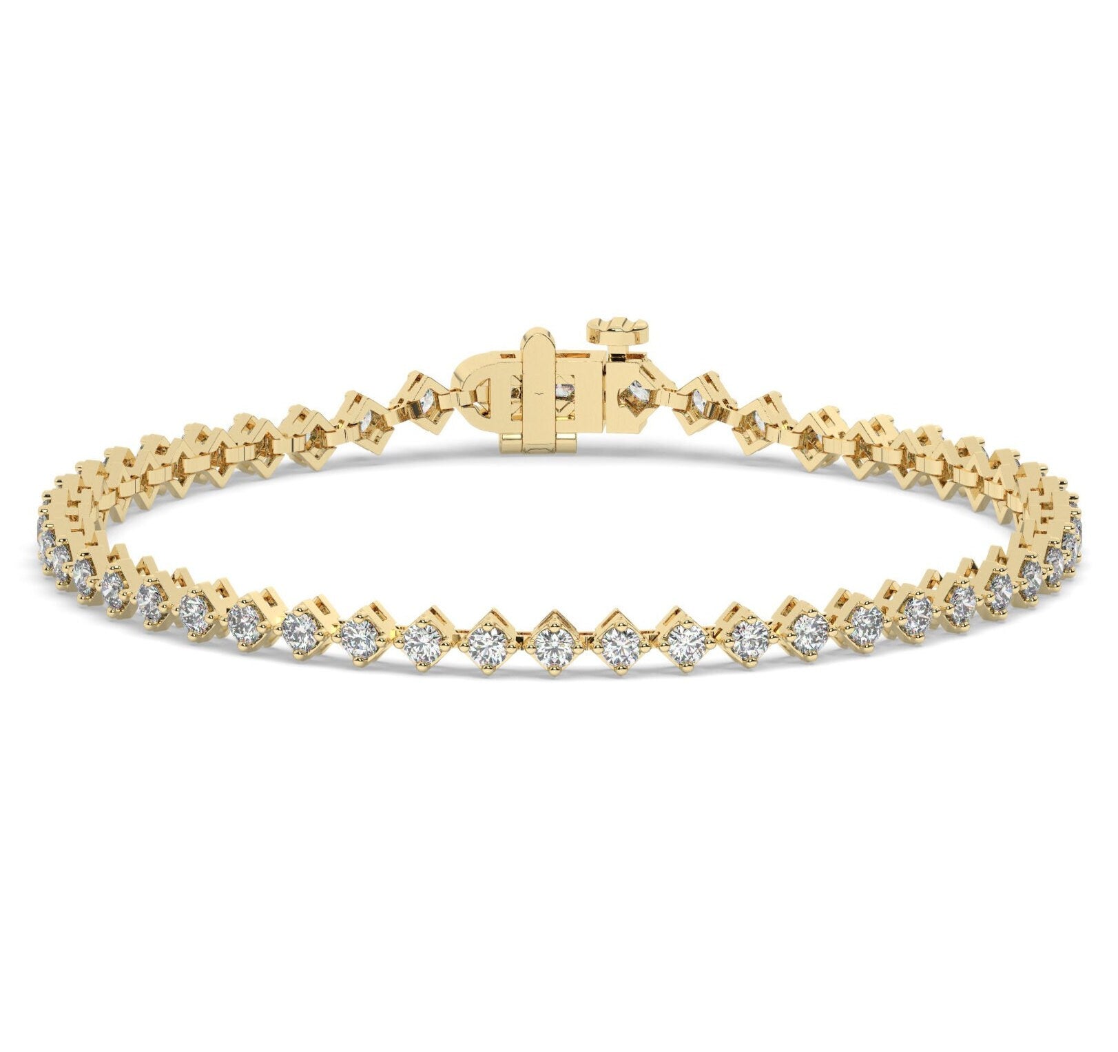 14k Gold and Diamond Tennis Bracelet / 14k Classic Diamond Bracelet / Birthday Gift / Anniversary Gift