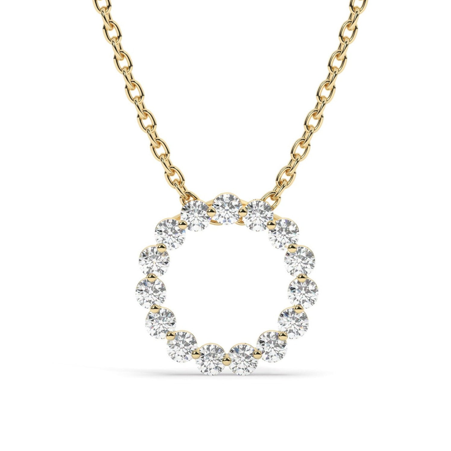 14k Gold and Diamond Circle Necklace Small / Floating Diamond Circle Necklace / 1 Ct Diamond Circle Necklace / Circle of Life Necklace