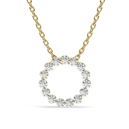 14k Gold and Diamond Circle Necklace Small / Floating Diamond Circle Necklace / 1 Ct Diamond Circle Necklace / Circle of Life Necklace