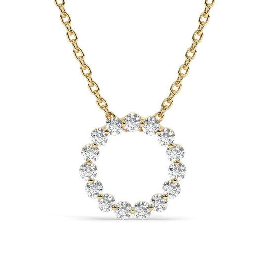 14k Gold and Diamond Circle Necklace Small / Floating Diamond Circle Necklace / 1 Ct Diamond Circle Necklace / Circle of Life Necklace