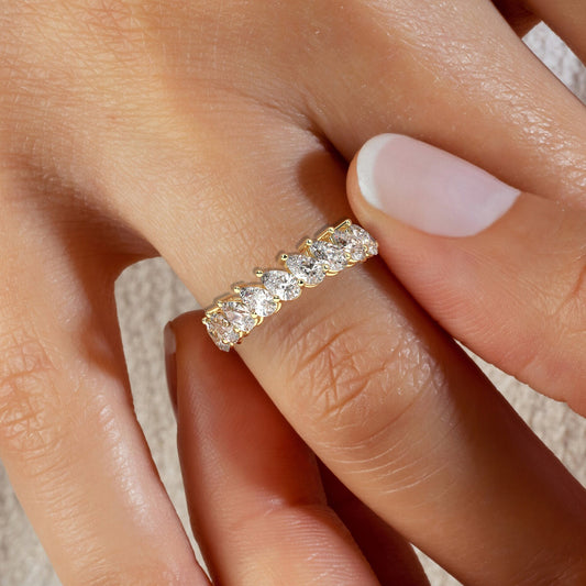 Tilted Diamond Wedding Band / 14k Gold Pear Diamond Wedding Ring / 1.8 CT Diamond Wedding Band / Anniversary Ring / Birthday Gift