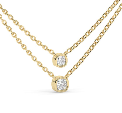 Bezel-Set Cushion Diamond Necklace / Minimalist Cushion Cut Solitaire Necklace / Dainty Solitaire Necklace / Birthday Gift