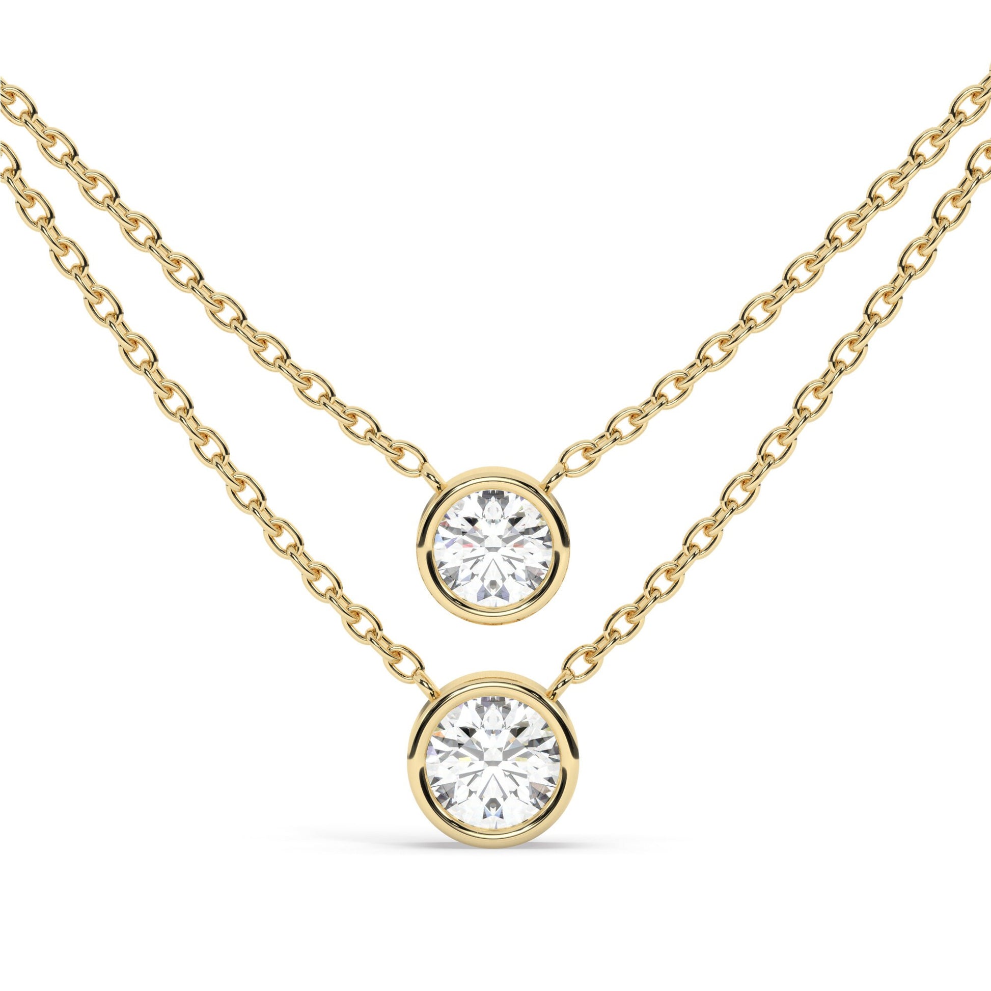 Bezel-Set Round Brilliant Cut Diamond Necklace / Minimalist Solitaire Necklace / Dainty Solitaire Necklace / Birthday Gift