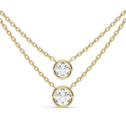 Bezel-Set Round Brilliant Cut Diamond Necklace / Minimalist Solitaire Necklace / Dainty Solitaire Necklace / Birthday Gift