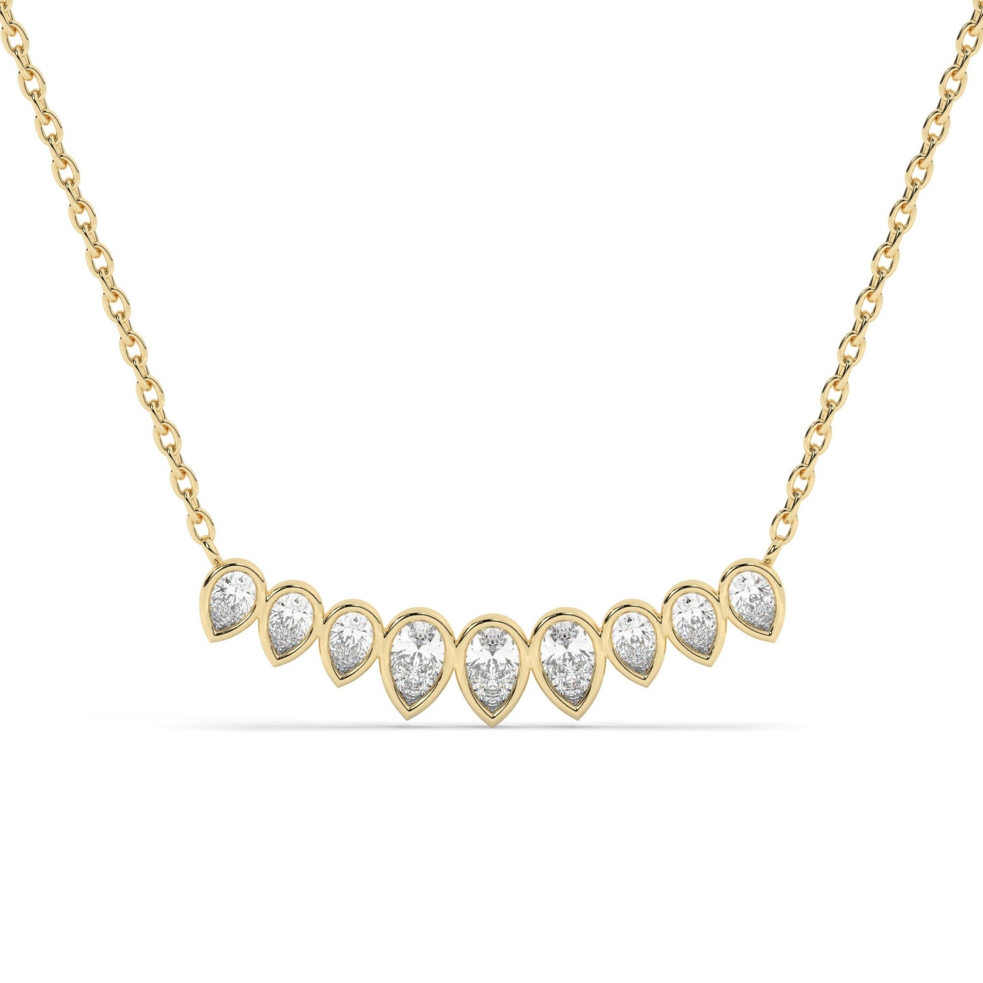 Curved Diamond Necklace / 14k Curved Pear Shape Diamond Necklace / Minimalist Drop Diamond Necklace / Pear Diamond Necklace