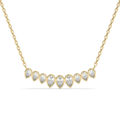 Curved Diamond Necklace / 14k Curved Pear Shape Diamond Necklace / Minimalist Drop Diamond Necklace / Pear Diamond Necklace