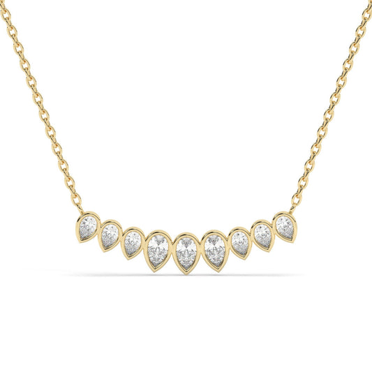 Curved Diamond Necklace / 14k Curved Pear Shape Diamond Necklace / Minimalist Drop Diamond Necklace / Pear Diamond Necklace