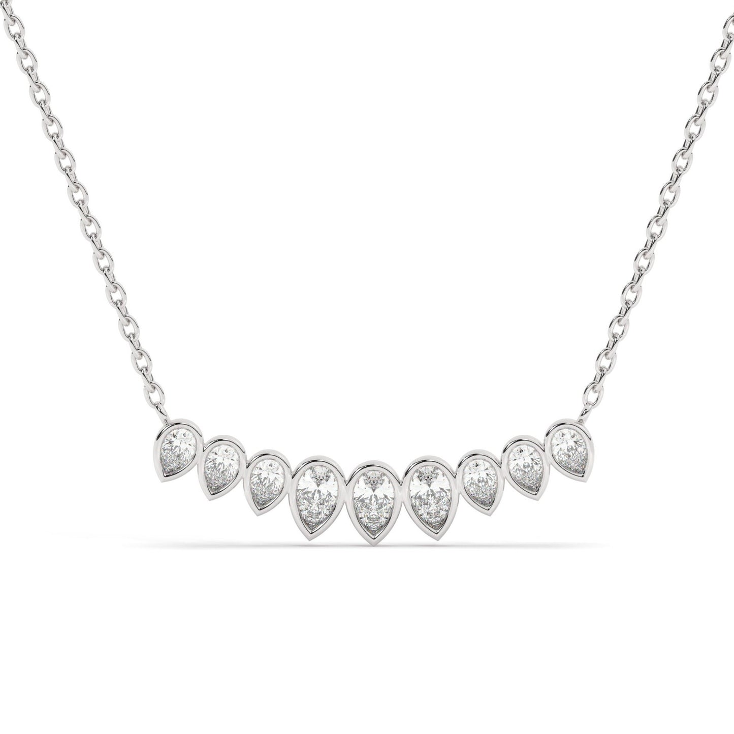 Curved Diamond Necklace / 14k Curved Pear Shape Diamond Necklace / Minimalist Drop Diamond Necklace / Pear Diamond Necklace