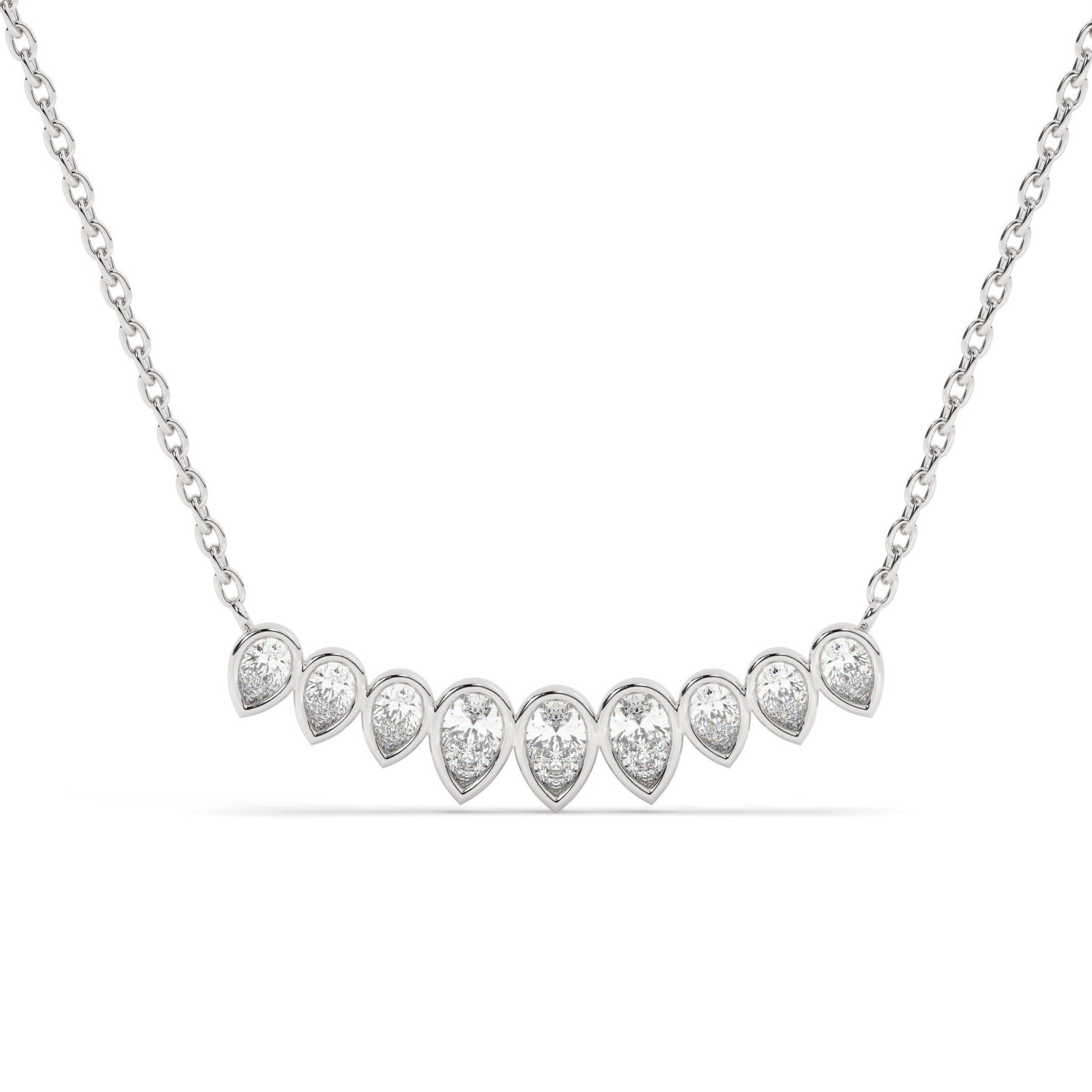 Curved Diamond Necklace / 14k Curved Pear Shape Diamond Necklace / Minimalist Drop Diamond Necklace / Pear Diamond Necklace