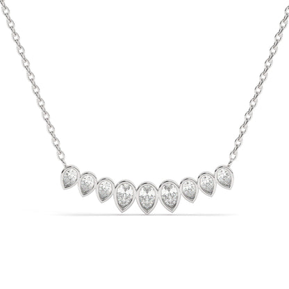 Curved Diamond Necklace / 14k Curved Pear Shape Diamond Necklace / Minimalist Drop Diamond Necklace / Pear Diamond Necklace