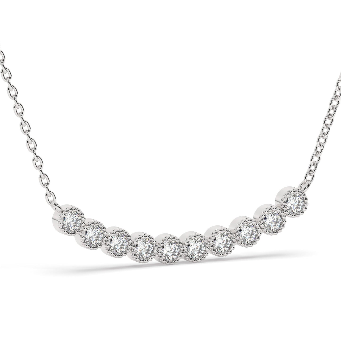 Diamond Curved Bar Necklace / Minimalist Curved Bar Necklace / Half Carat 14K Gold and Diamond Dainty Bar Necklace / Diamond Birthday Gift