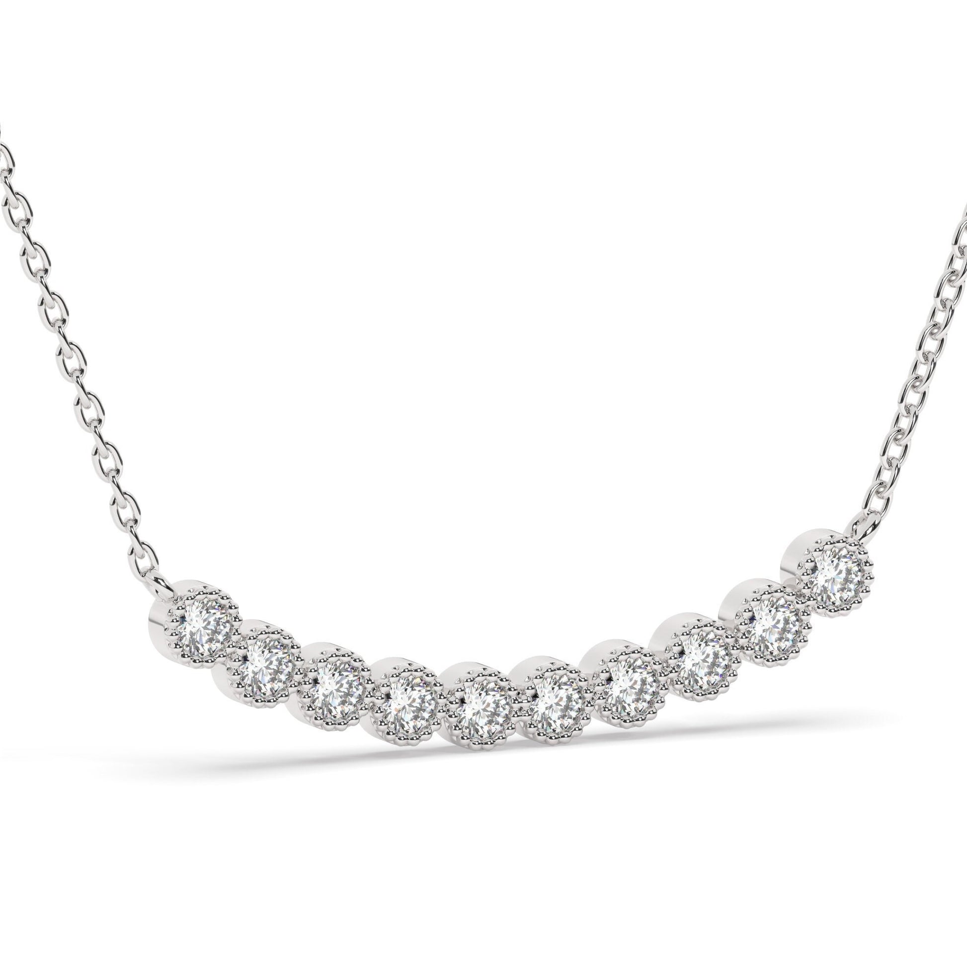 Diamond Curved Bar Necklace / Minimalist Curved Bar Necklace / Half Carat 14K Gold and Diamond Dainty Bar Necklace / Diamond Birthday Gift