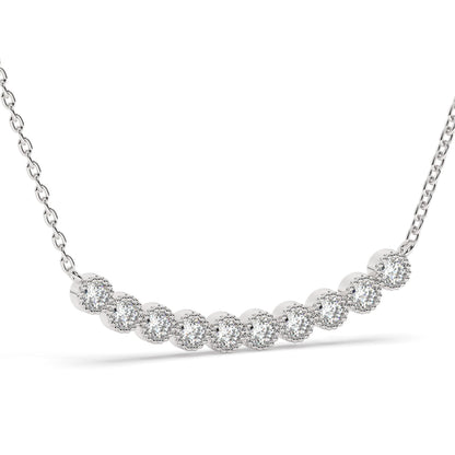 Diamond Curved Bar Necklace / Minimalist Curved Bar Necklace / Half Carat 14K Gold and Diamond Dainty Bar Necklace / Diamond Birthday Gift
