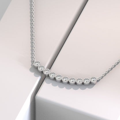 Diamond Curved Bar Necklace / Minimalist Curved Bar Necklace / Half Carat 14K Gold and Diamond Dainty Bar Necklace / Diamond Birthday Gift