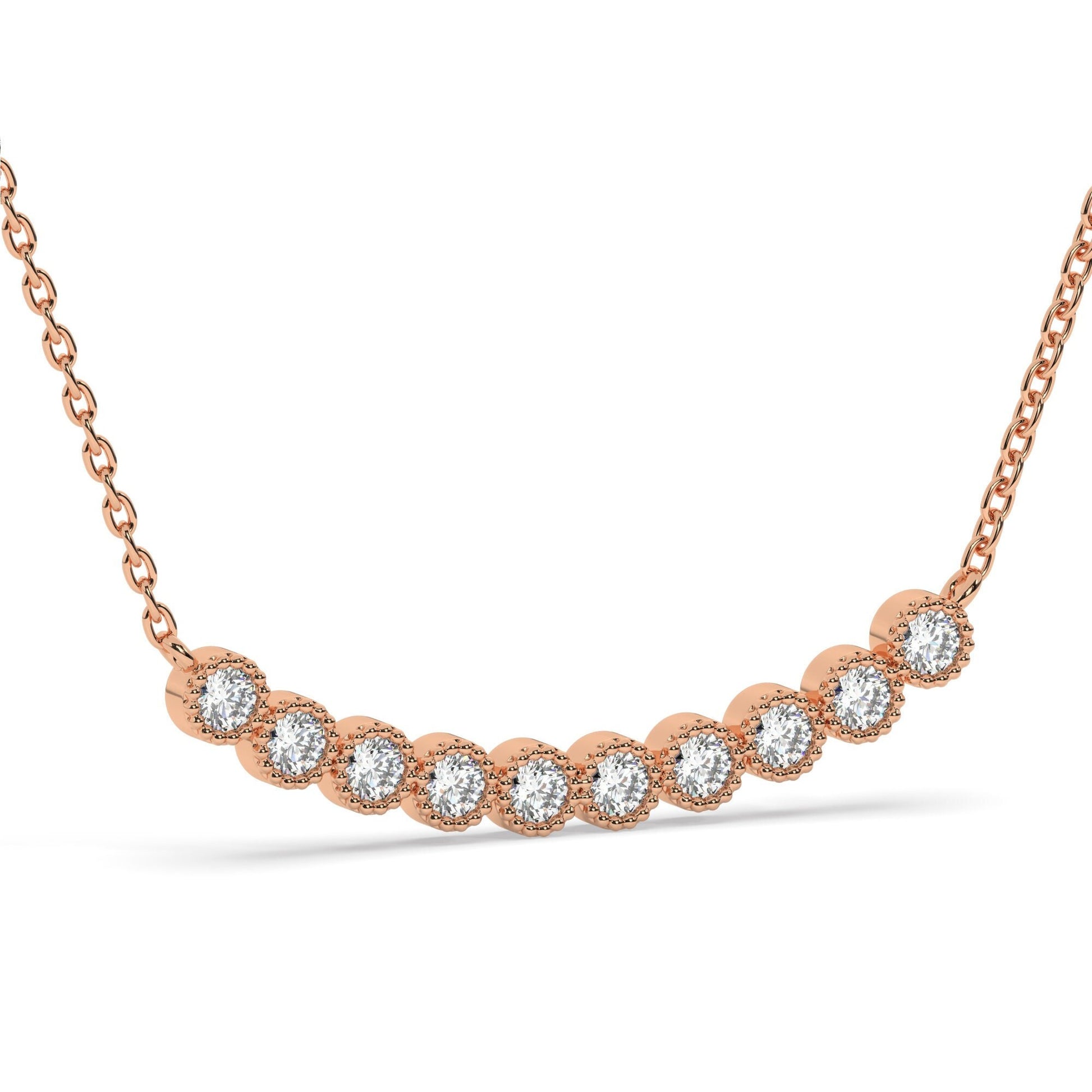 Diamond Curved Bar Necklace / Minimalist Curved Bar Necklace / Half Carat 14K Gold and Diamond Dainty Bar Necklace / Diamond Birthday Gift