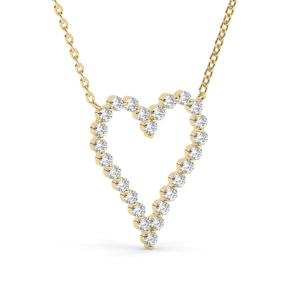 Diamond Heart Necklace / 14k Gold Diamond Curved Heart Necklace / Floating Diamond Love Jewelry