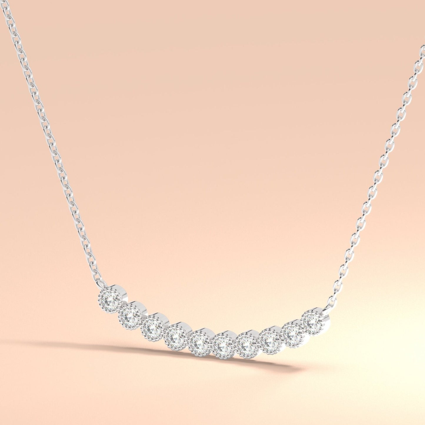 Diamond Curved Bar Necklace / Minimalist Curved Bar Necklace / Half Carat 14K Gold and Diamond Dainty Bar Necklace / Diamond Birthday Gift
