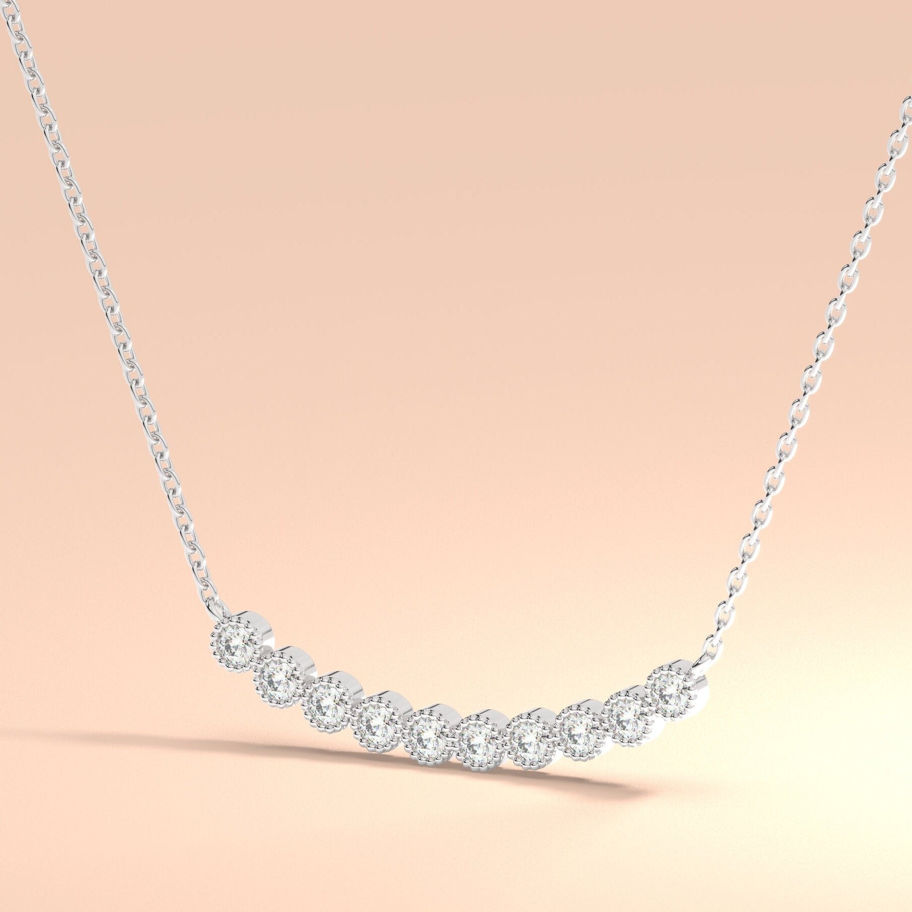 Diamond Curved Bar Necklace / Minimalist Curved Bar Necklace / Half Carat 14K Gold and Diamond Dainty Bar Necklace / Diamond Birthday Gift