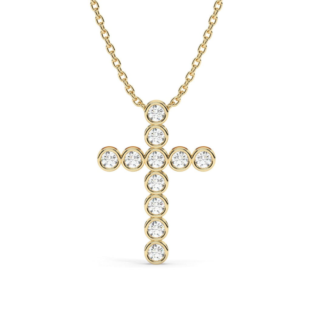 Elegant Diamond Cross Necklace / Bezel Set Diamond Cross Necklace / Natural Diamond, Moissanite Lab Diamond Options / Fine jewelry