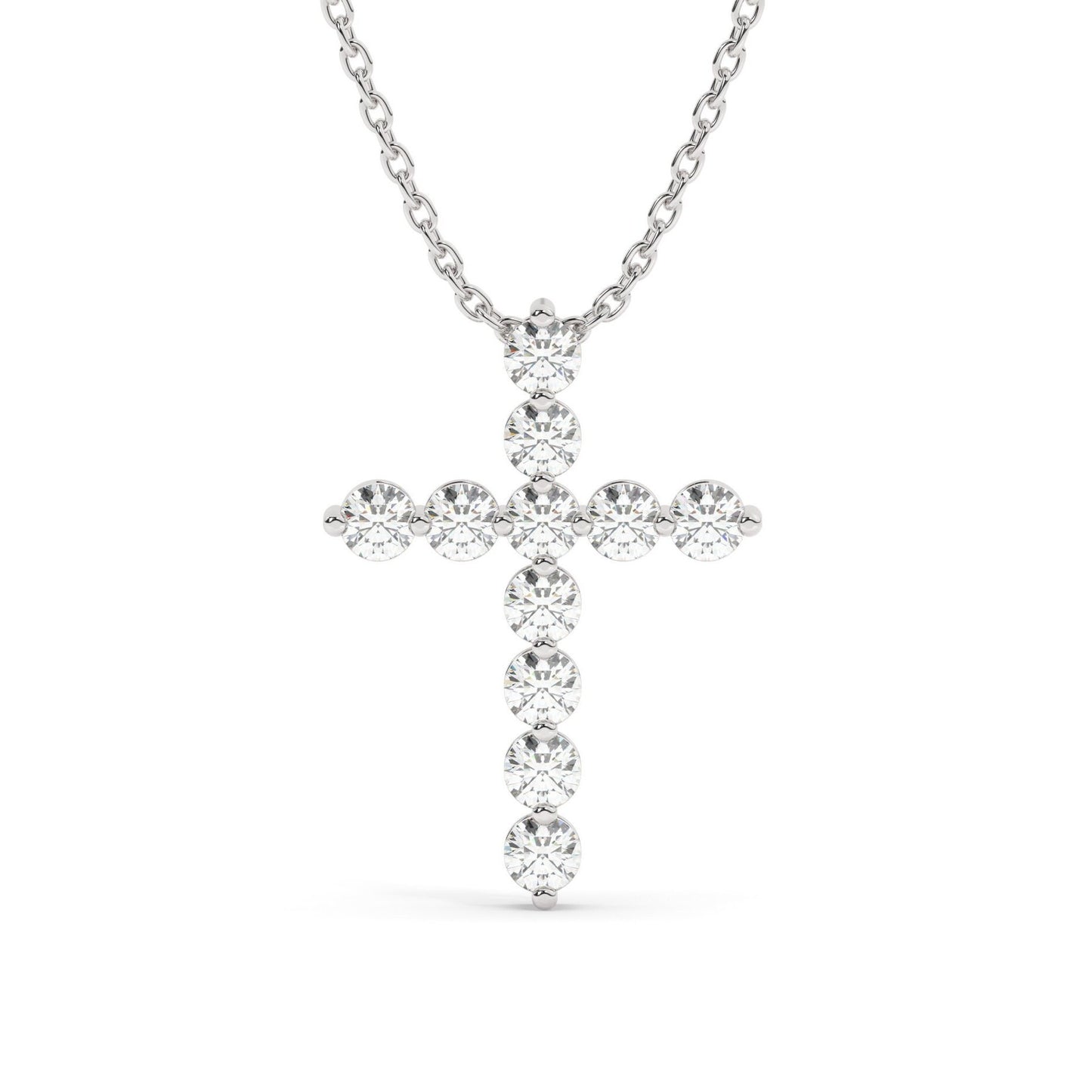 14k Gold Diamond Cross Necklace / 1 CT Floating Diamond Cross Necklace / Moissanite Lab Diamond / Fine jewelry / Unisex gift