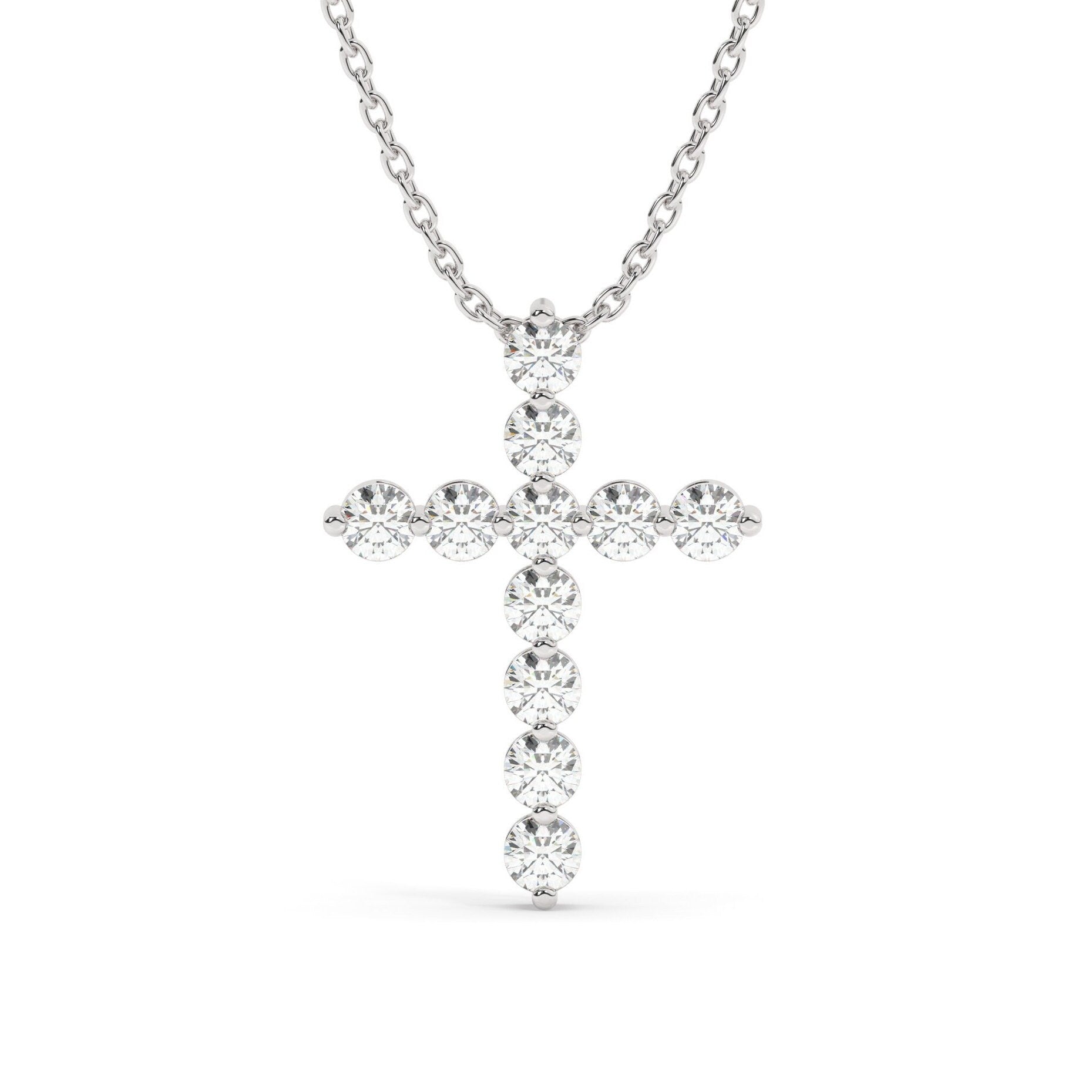 14k Gold Diamond Cross Necklace / 1 CT Floating Diamond Cross Necklace / Moissanite Lab Diamond / Fine jewelry / Unisex gift