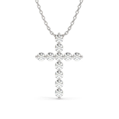 14k Gold Diamond Cross Necklace / 1 CT Floating Diamond Cross Necklace / Moissanite Lab Diamond / Fine jewelry / Unisex gift