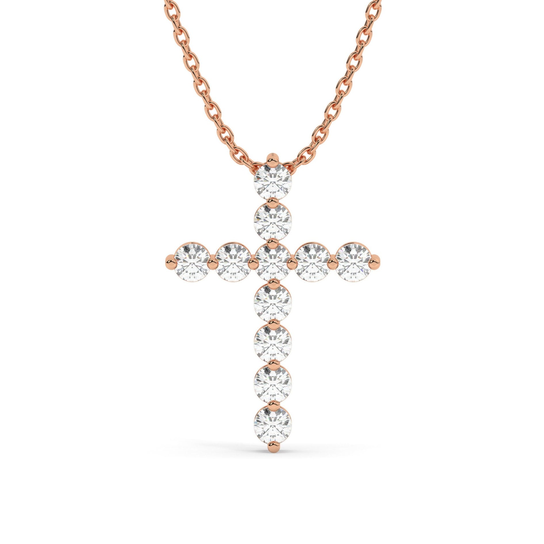 14k Gold Diamond Cross Necklace / 1 CT Floating Diamond Cross Necklace / Moissanite Lab Diamond / Fine jewelry / Unisex gift