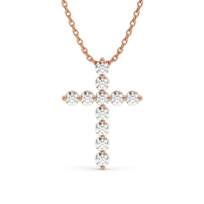 14k Gold Diamond Cross Necklace / 1 CT Floating Diamond Cross Necklace / Moissanite Lab Diamond / Fine jewelry / Unisex gift