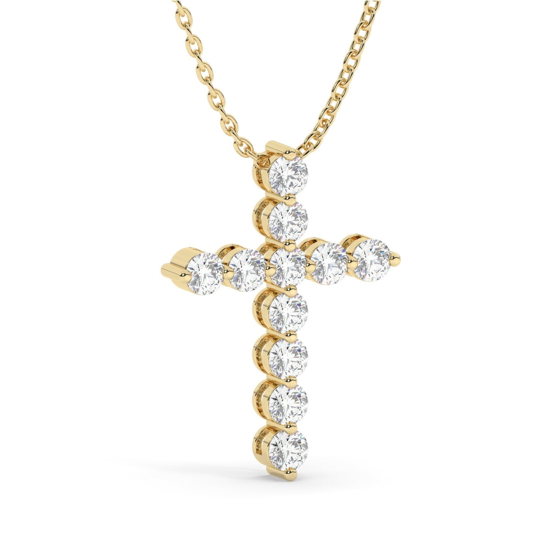 14k Gold Diamond Cross Necklace / 1 CT Floating Diamond Cross Necklace / Moissanite Lab Diamond / Fine jewelry / Unisex gift