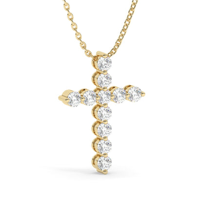 14k Gold Diamond Cross Necklace / 1 CT Floating Diamond Cross Necklace / Moissanite Lab Diamond / Fine jewelry / Unisex gift