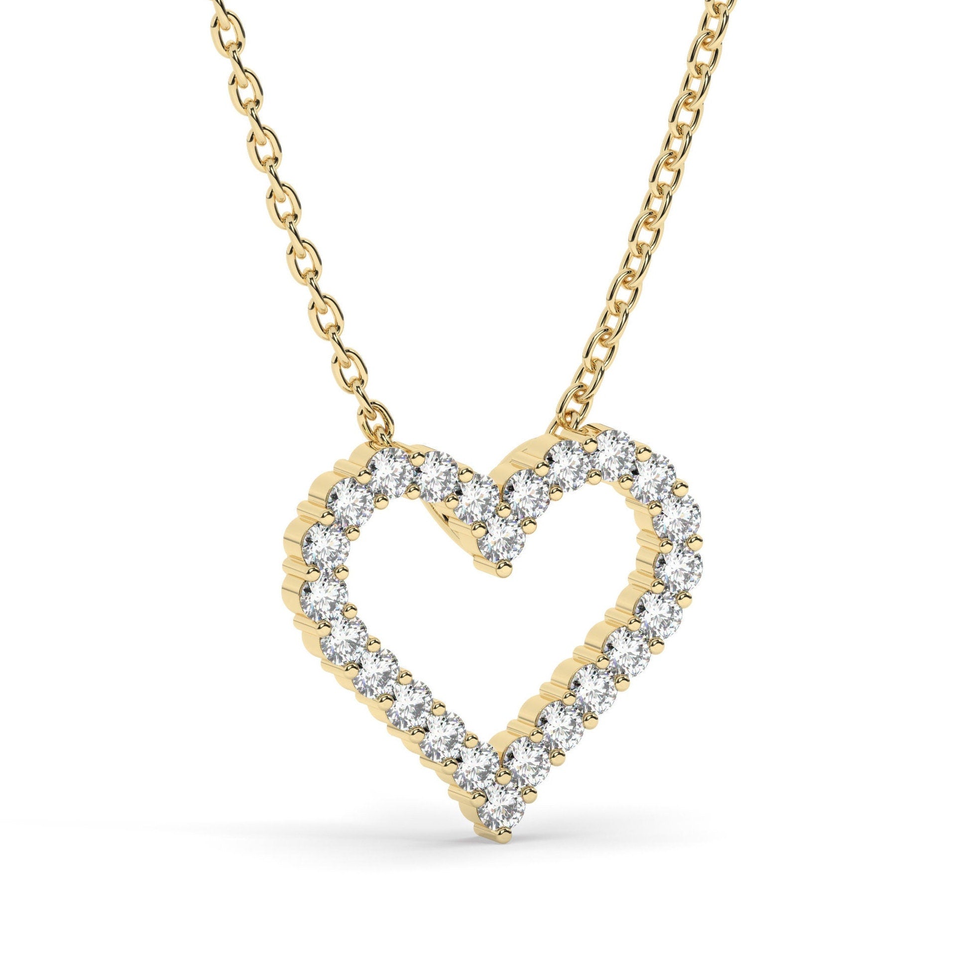 0.50 ct Diamond Heart Necklace / 14k Gold Diamond Love Necklace / Layer Necklace / Birthday Graduation Anniversary Bridal Gift / Moissanite