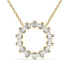 14k Gold and Diamond Circle Necklace / Baguette Round Diamond Circle Necklace / Large Diamond Circle / Circle of Life Necklace / Gold Circle